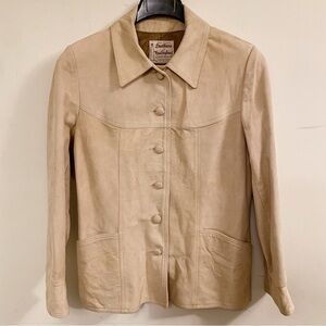 Vintage New England Sportswear Company 6 Button Tan 70’s Suede Leather Jacket L